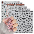 Horror Goth Nail Decals: Bats, Roses, Spider Webs and Skulls, 6 Sheets
