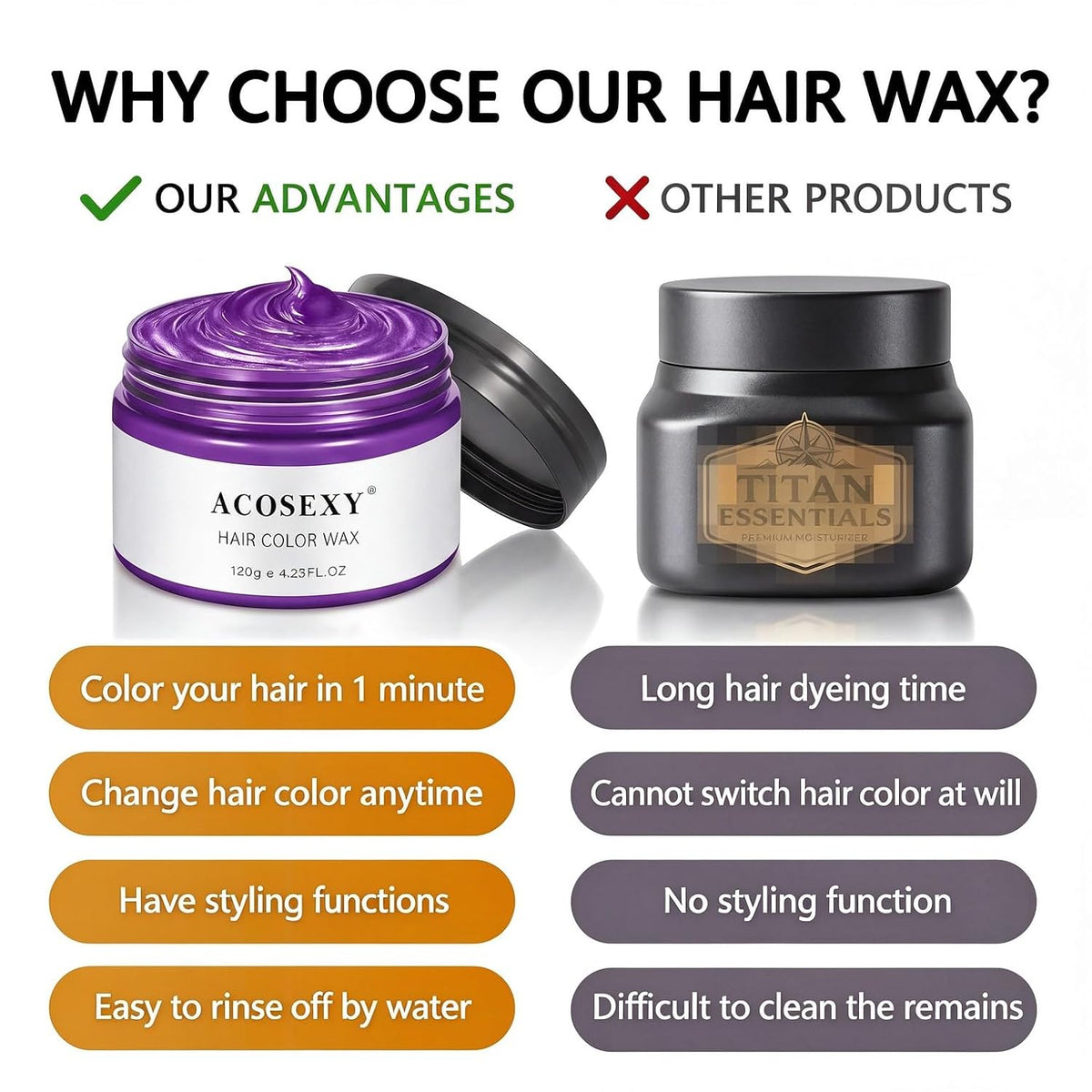 Purple Temporary Hair Color Wax
