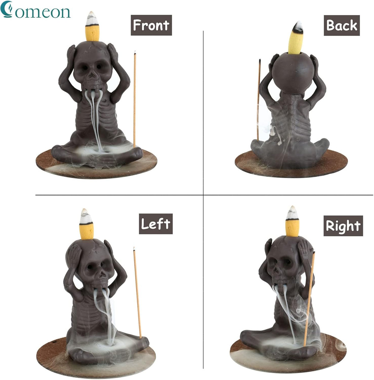 Skull Backflow Incense Burner - Ceramic