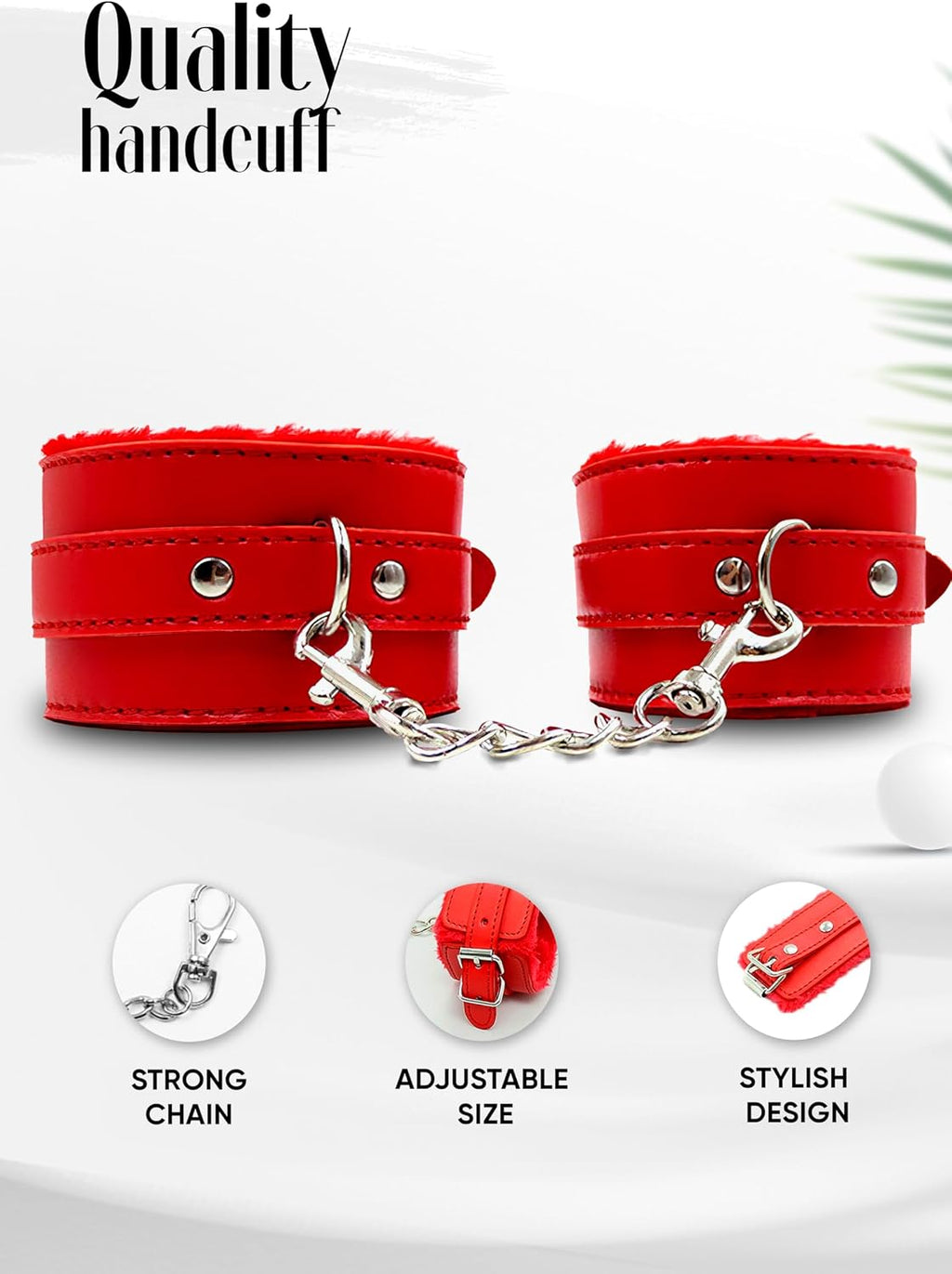 Fluffy Handcuffs with Chain, Feather Tickler and Satin Eye Mask Set
