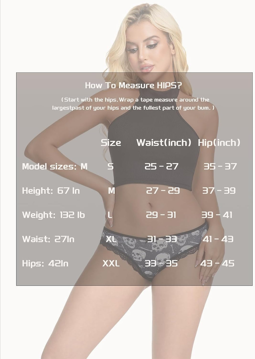 OUKAILYN 6-Pack Gothic Thong Panties, Sexy Skull and Rose Print Lace Trim G-String, Mid-Rise Emo Alt Aesthetic Underwear