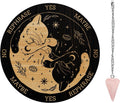Cat, Sun & Moon Pendulum Board with Rose Quartz Pendulum