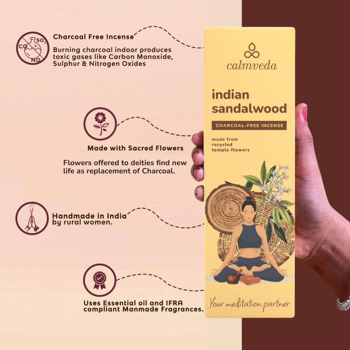 Indian Sandalwood Incense Sticks, 80 Pack