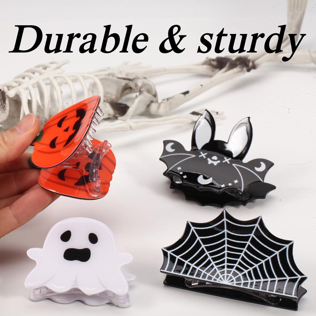 Bat and Spider Web Hair Claw Clips, 4 Piece