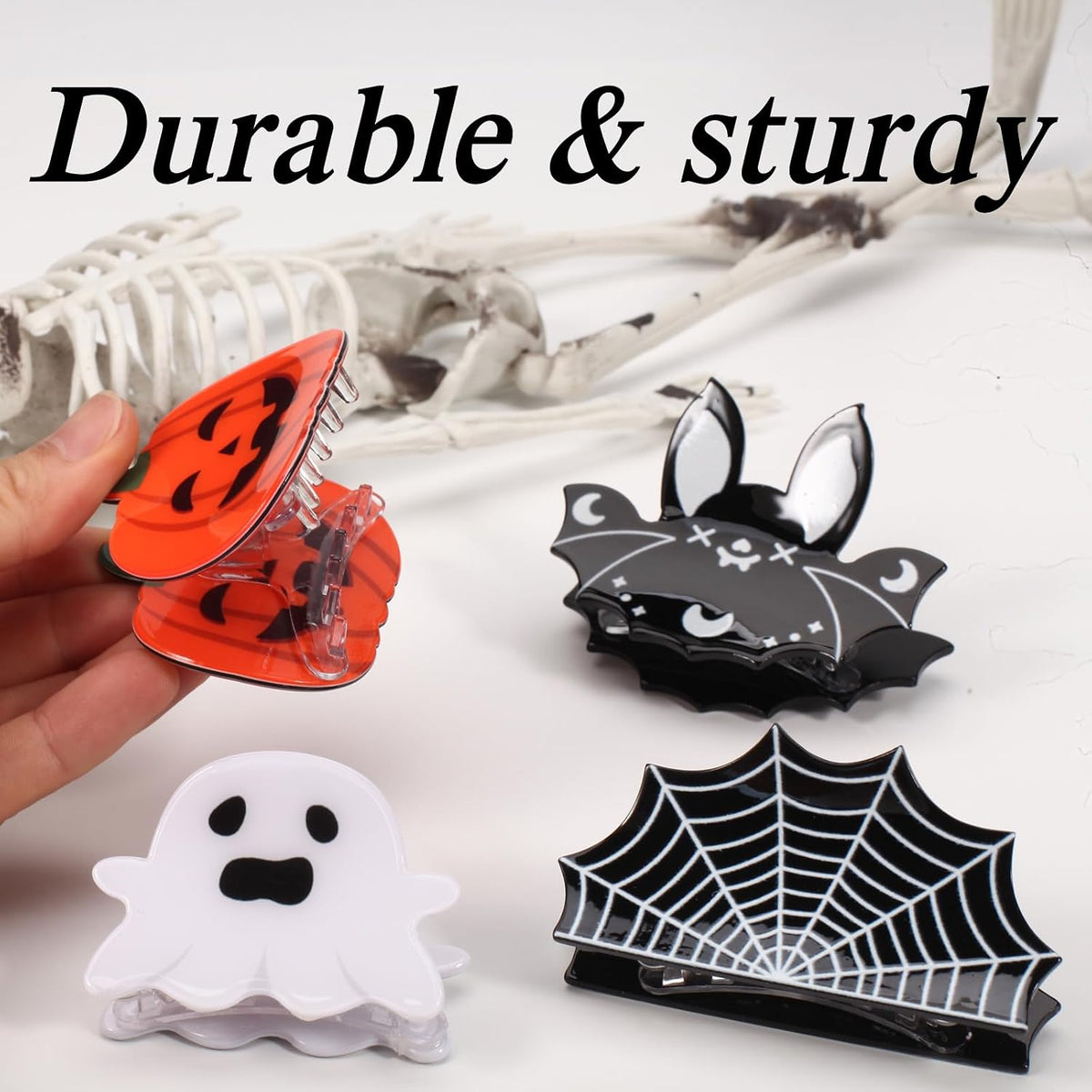 Bat and Spider Web Hair Claw Clips, 4 Piece