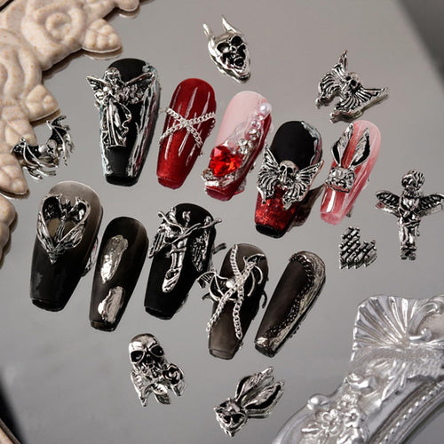 Antique Silver Skull Nail Charms, 30 Piece