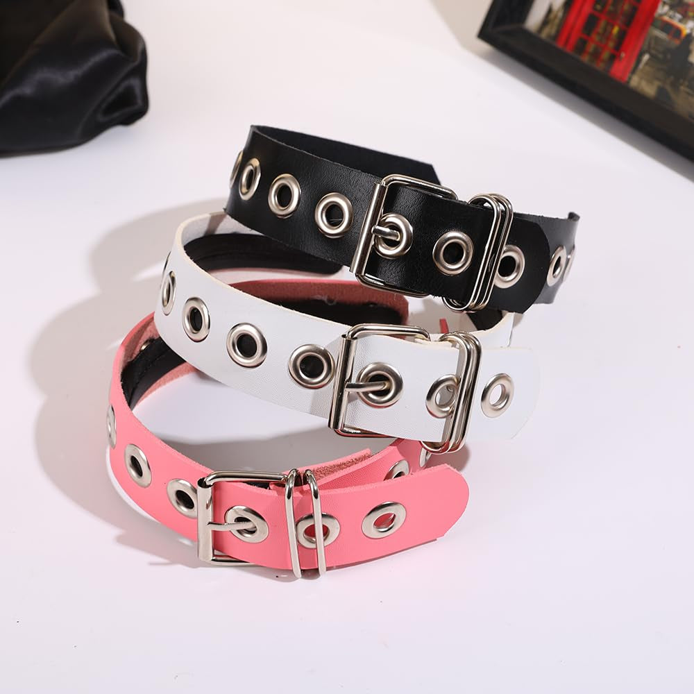 Punk Metal Buckle Leather Headband, 2-Piece Set