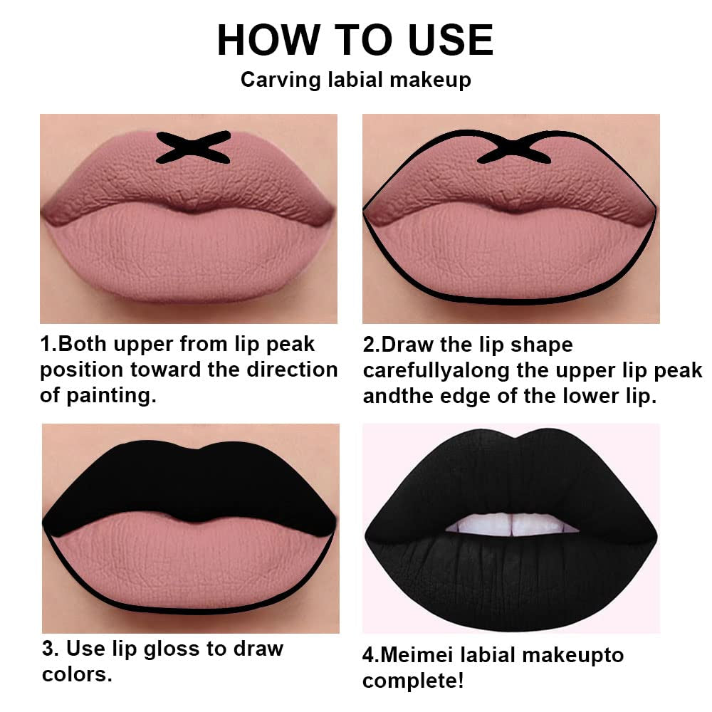 Black Matte Liquid Lipstick and Lip Stain Pencil Set