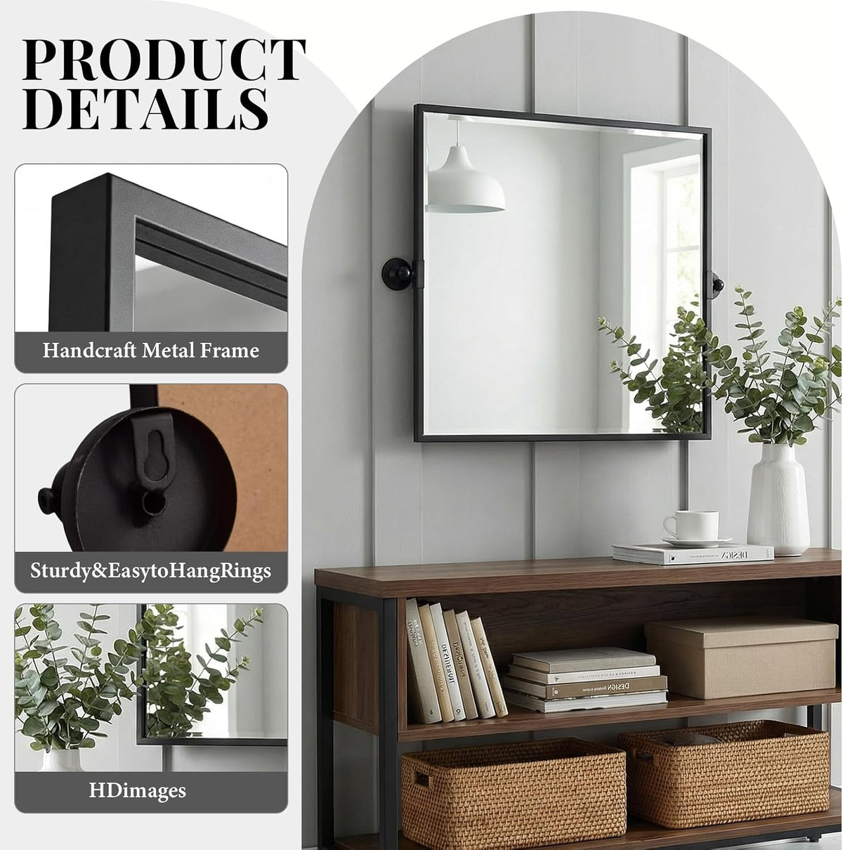 Black Ornate Baroque Arched Mirror