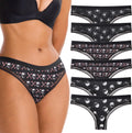 Women'S Gothic Print Low‑Rise Thongs, Multipack Lace Trim Underwear