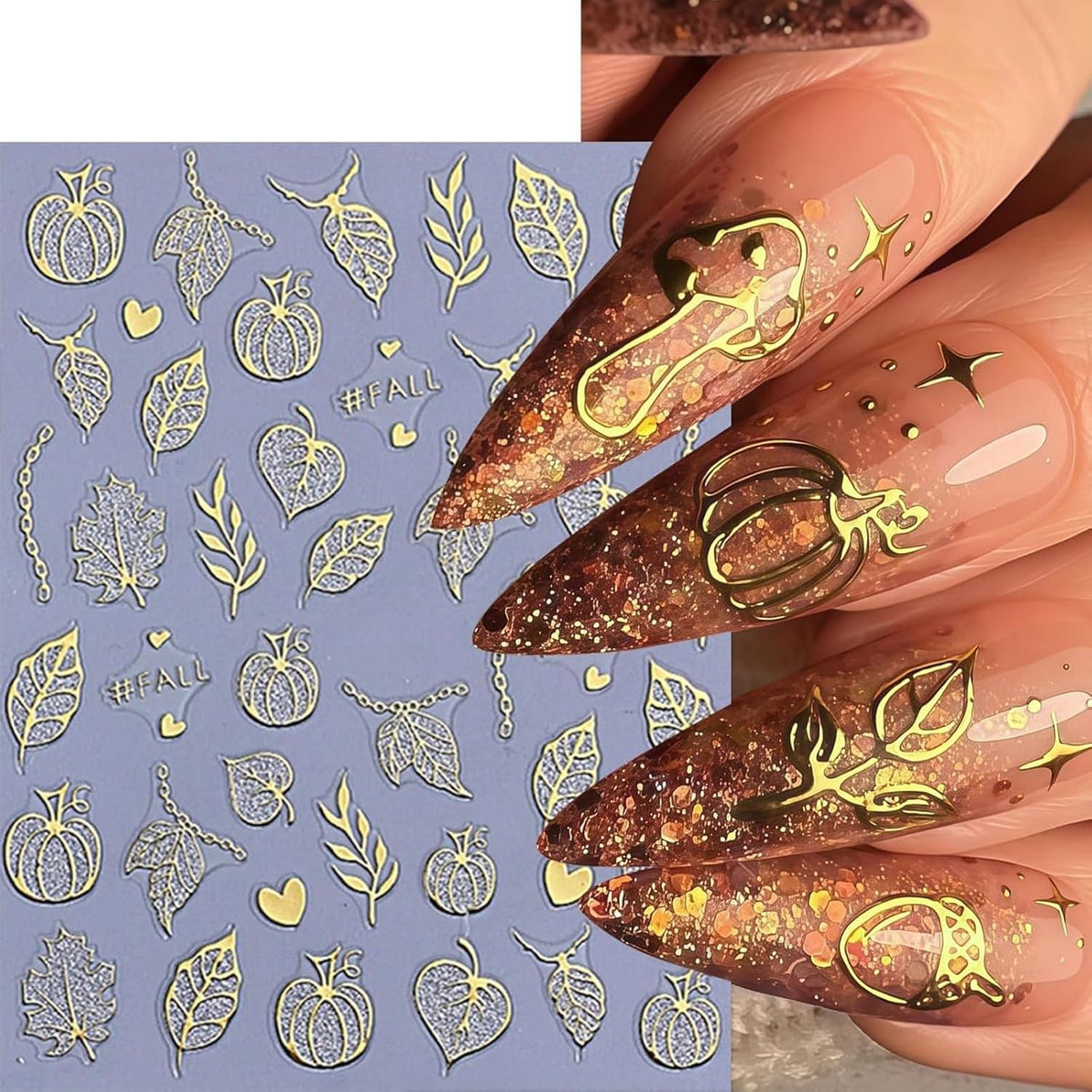 Skull and Spider Web 3D Nail Stickers, 6 Sheets