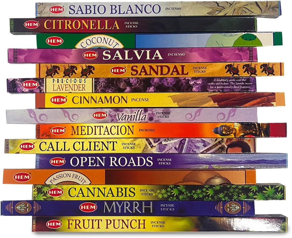 Incense Sticks Variety Set - 120 Sticks with Holder