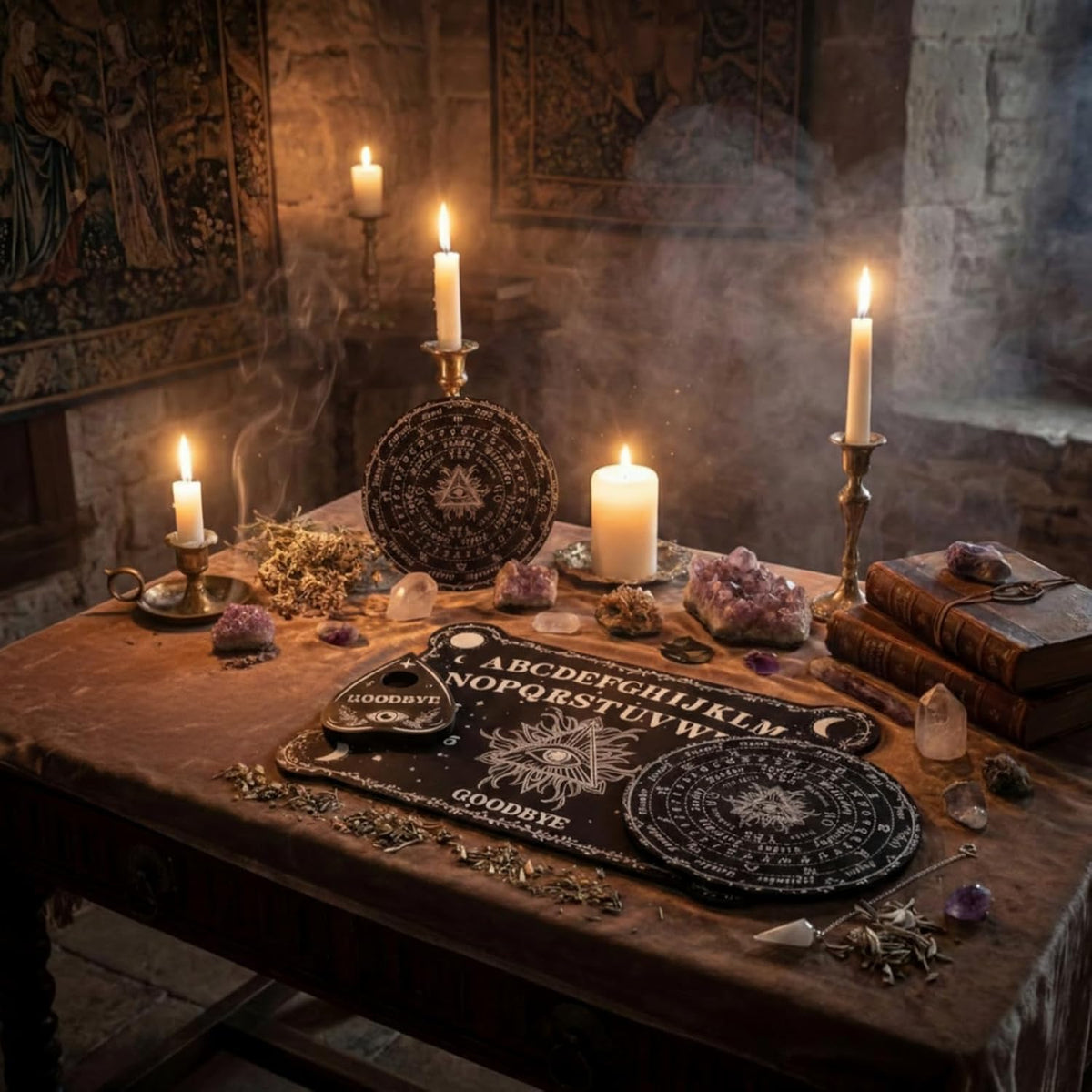 Eye Spirit Board & Crystal Pendulum Set - Black Wood