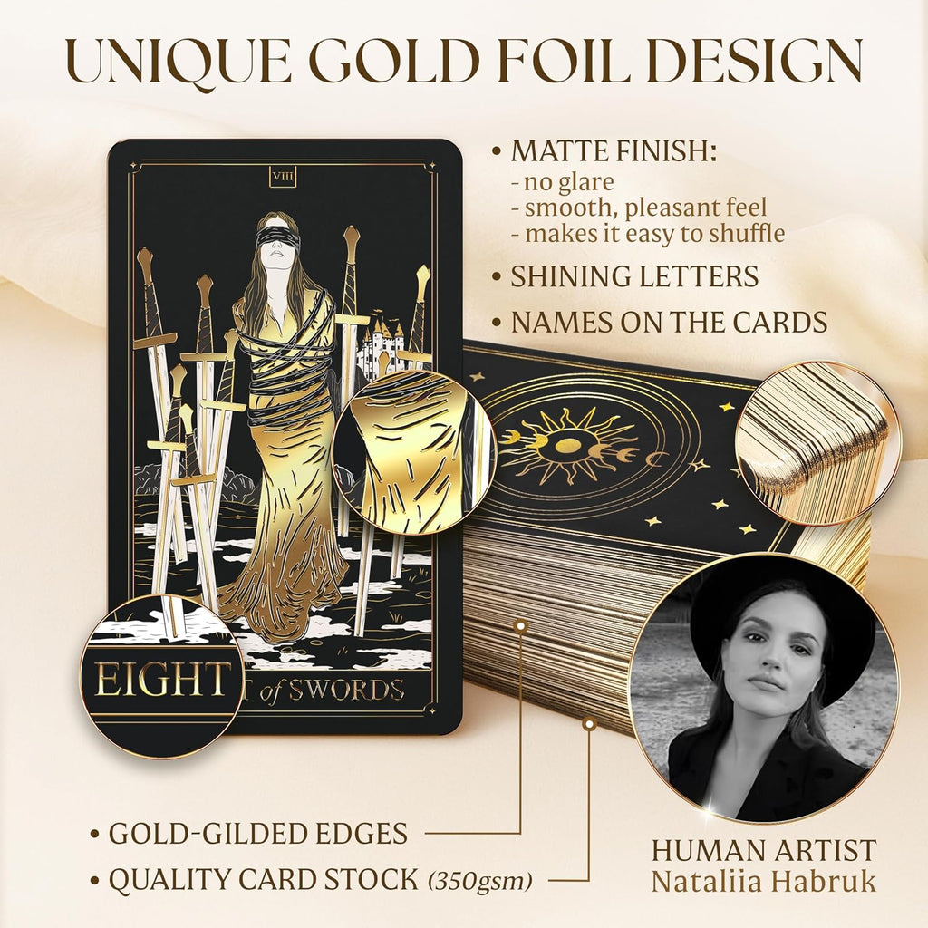 Gold Tarot Deck - Gilded Edges with 200-Page Guidebook