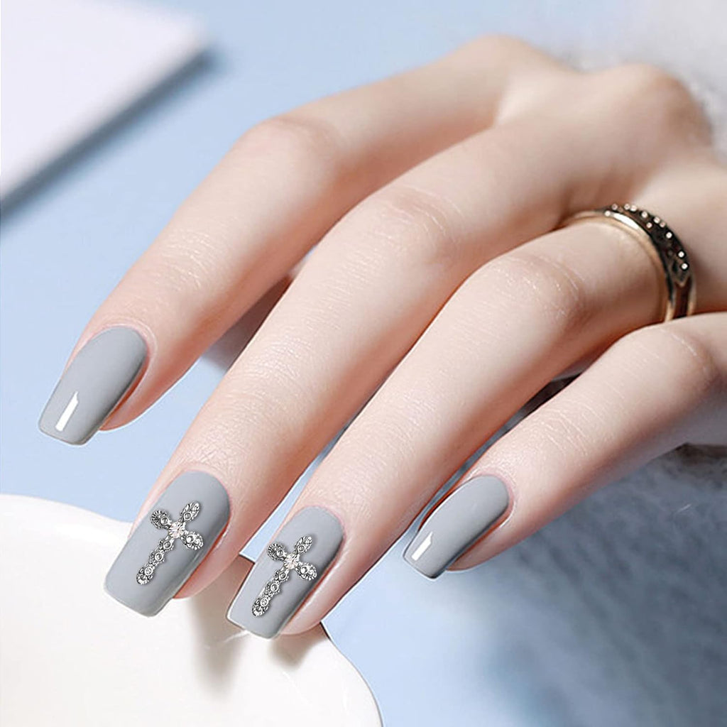 Gold and Silver Cross Nail Studs with Pearls, 30 Piece