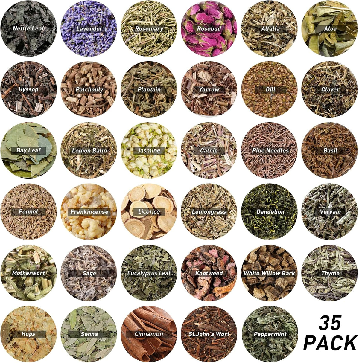 Dried Herbs for Witchcraft, 35 Pack