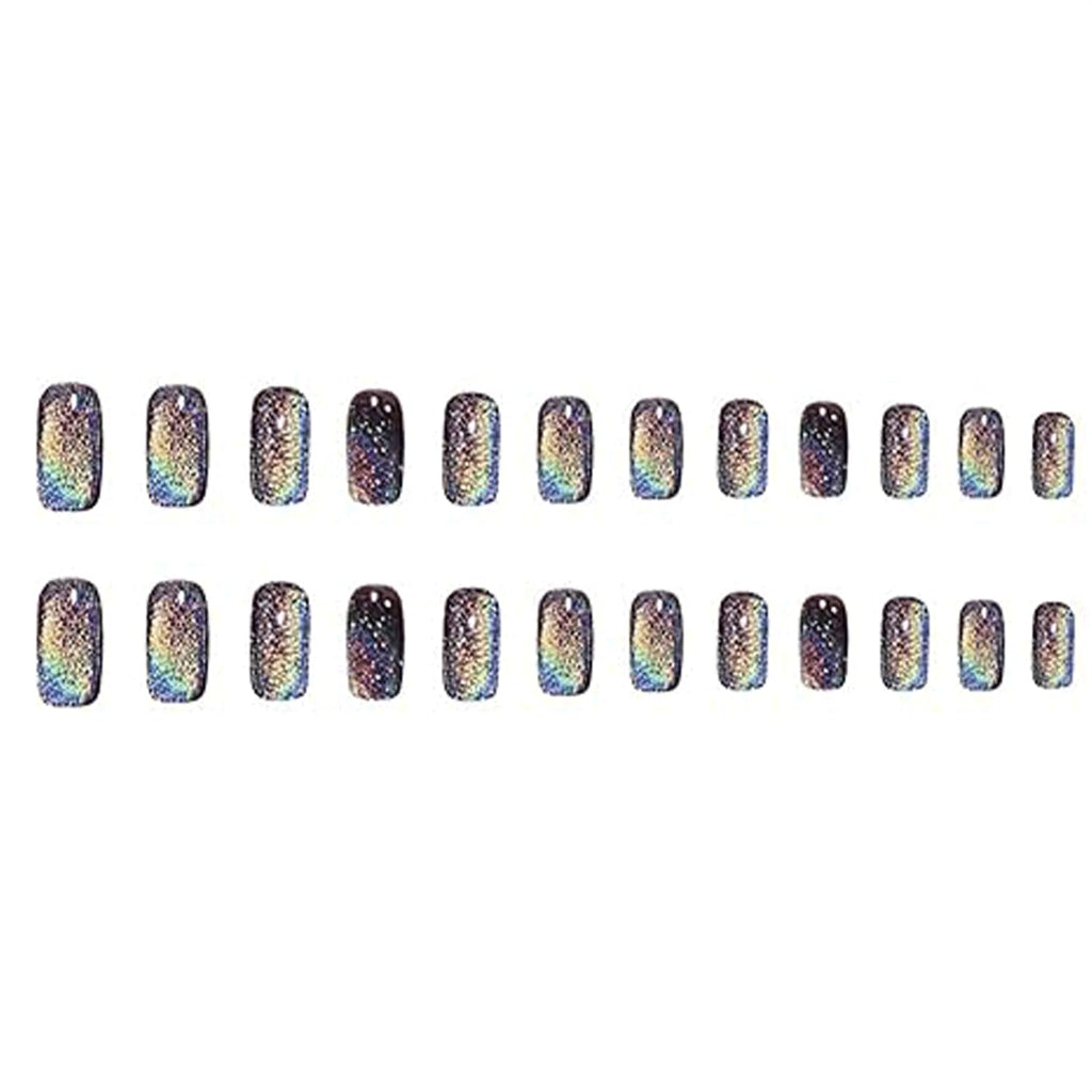 Black Glitter Short Square Press-On Nails
