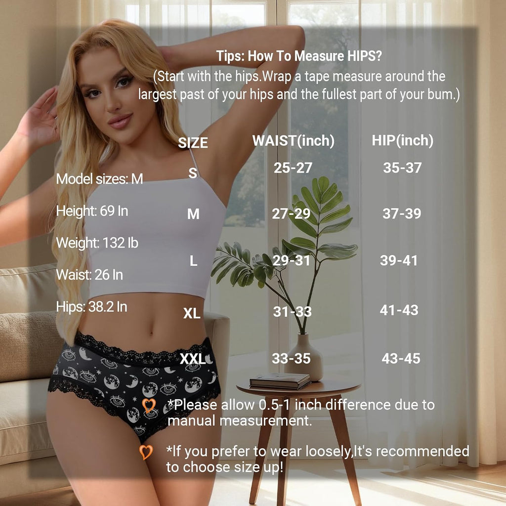 Women'S Cheeky Hipster Panties 5/6Pack Soft Comfort Lace Underwear