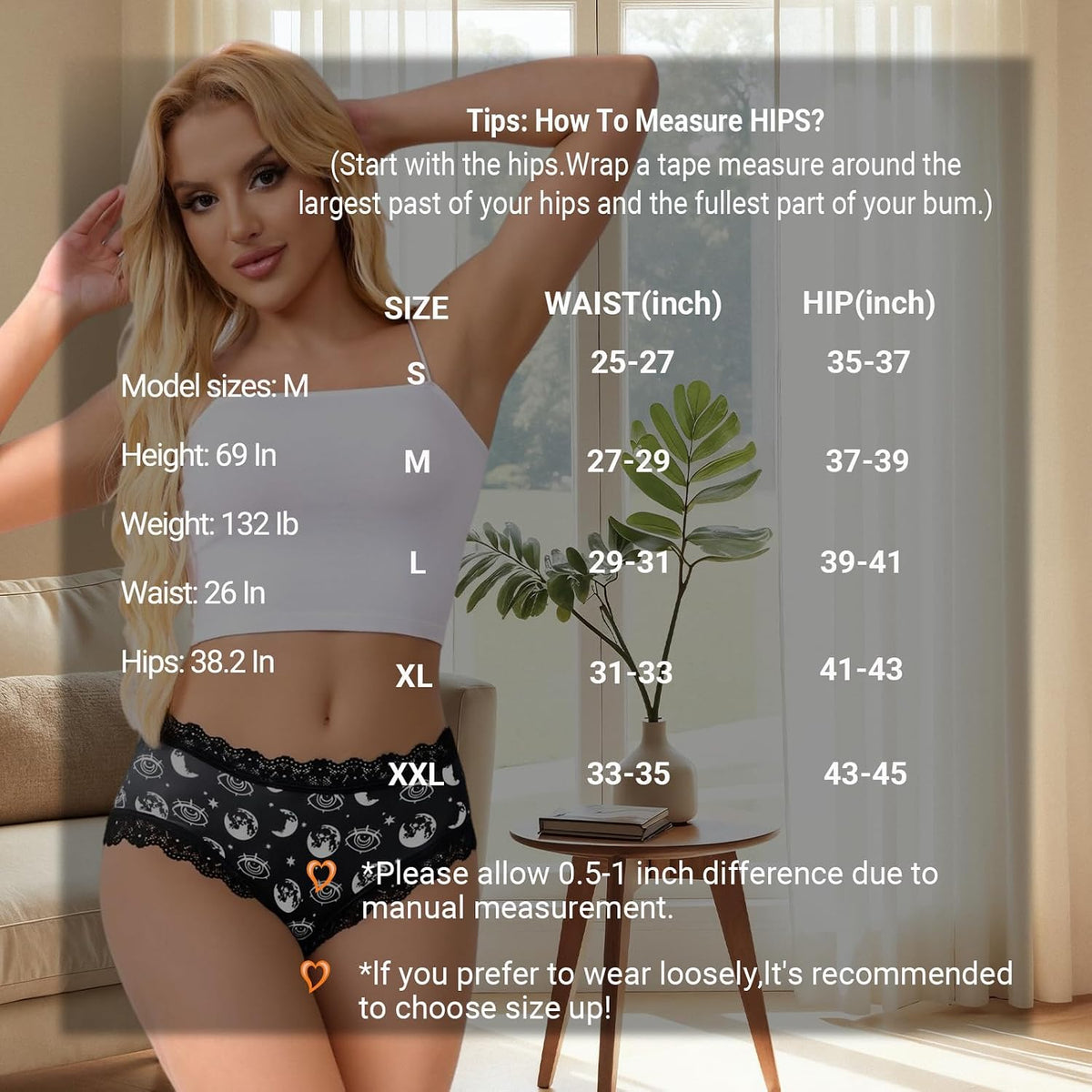 Women'S Cheeky Hipster Panties 5/6Pack Soft Comfort Lace Underwear