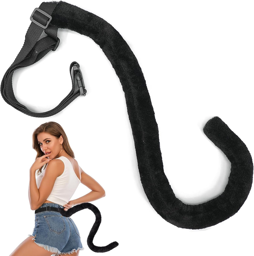 Long Furry Black Cat Tail