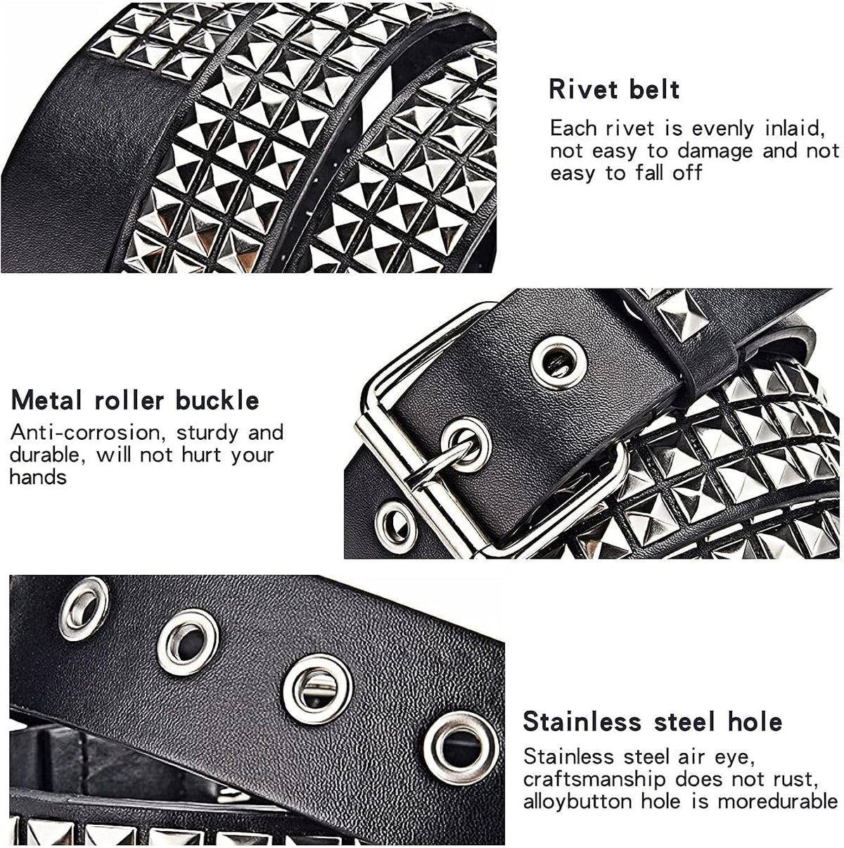 Black Pyramid Studded Punk Belt