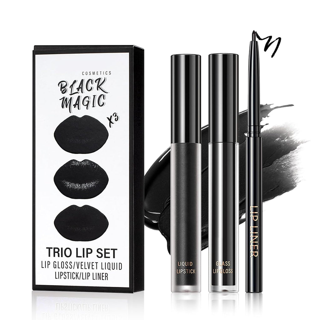 Velvet Black Magic Lip Kit: Liner, Matte Lipstick and Gloss