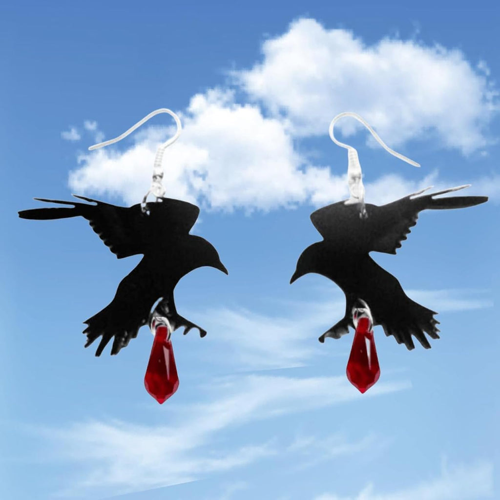 Gothic Raven Crystal Earrings