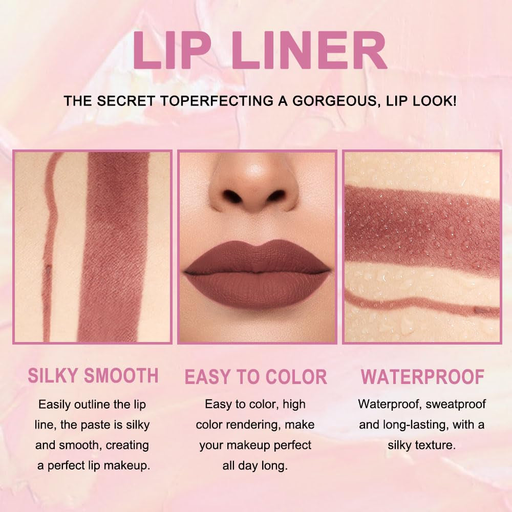 Dark Brown Matte Lipstick and Liner Kit