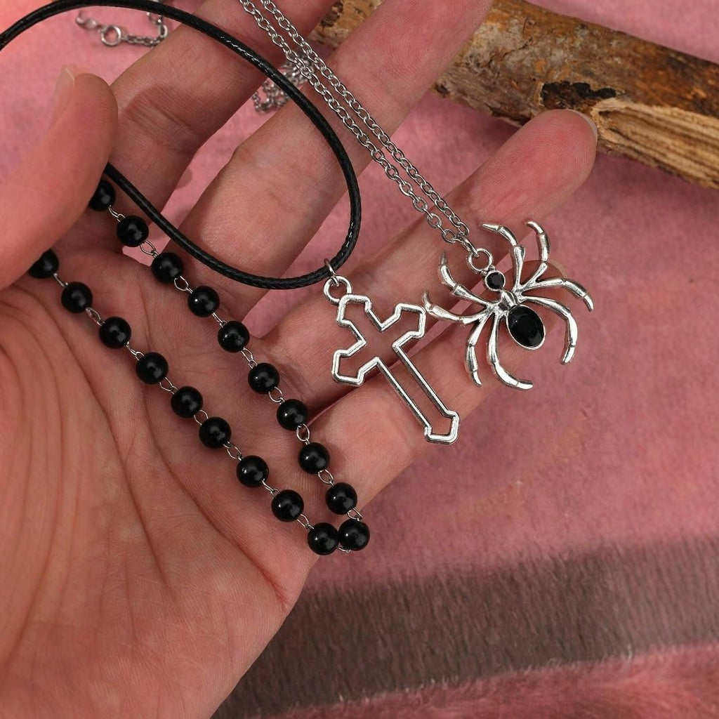 Gothic Bat, Crow and Spider Necklace Set - 3 Pack