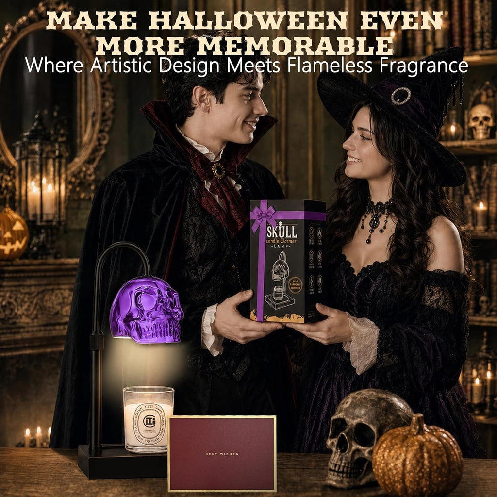 Gothic Skull Candle Warmer Lamp with Timer and Dimmer
