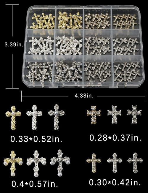 120 Piece 3D Metal Cross Nail Charms
