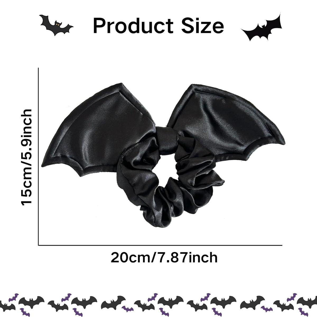 Black Bat Scrunchies, Gothic Hair Ties