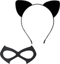 Black Cat Ears Headband and Masquerade Mask - 2 Pack