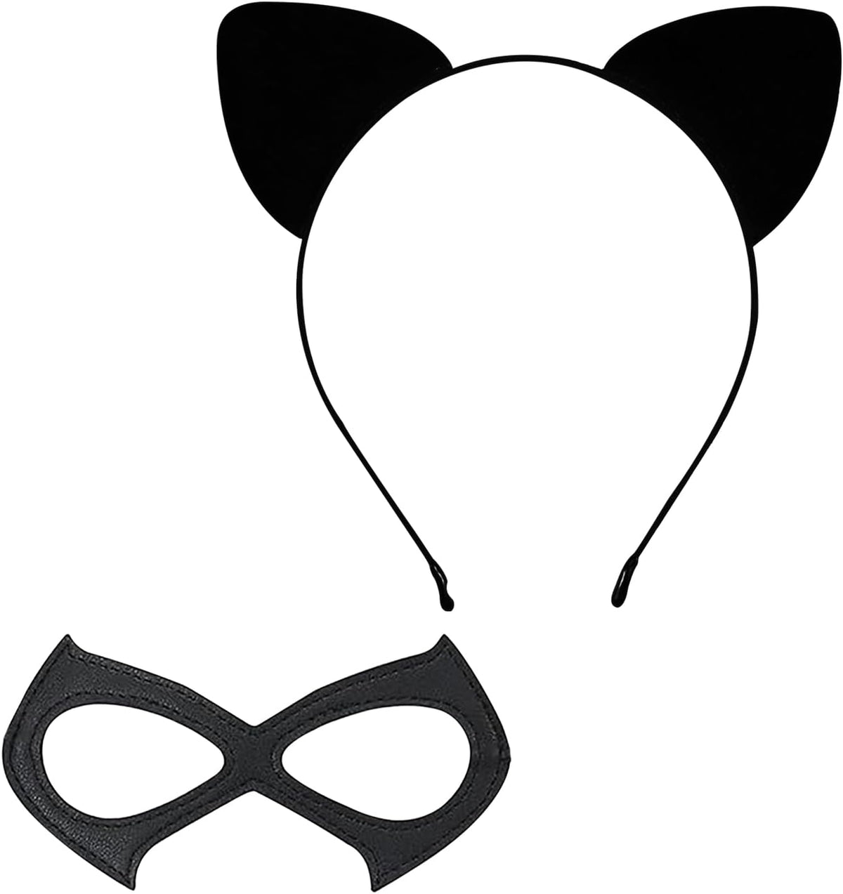 Black Cat Ears Headband and Masquerade Mask - 2 Pack