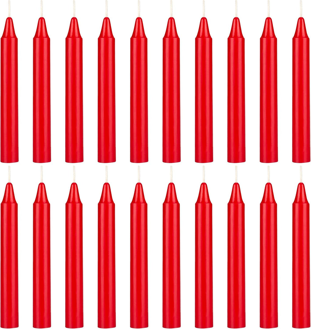 Red Chime Candles - 20 Pack, 4 Inch Unscented