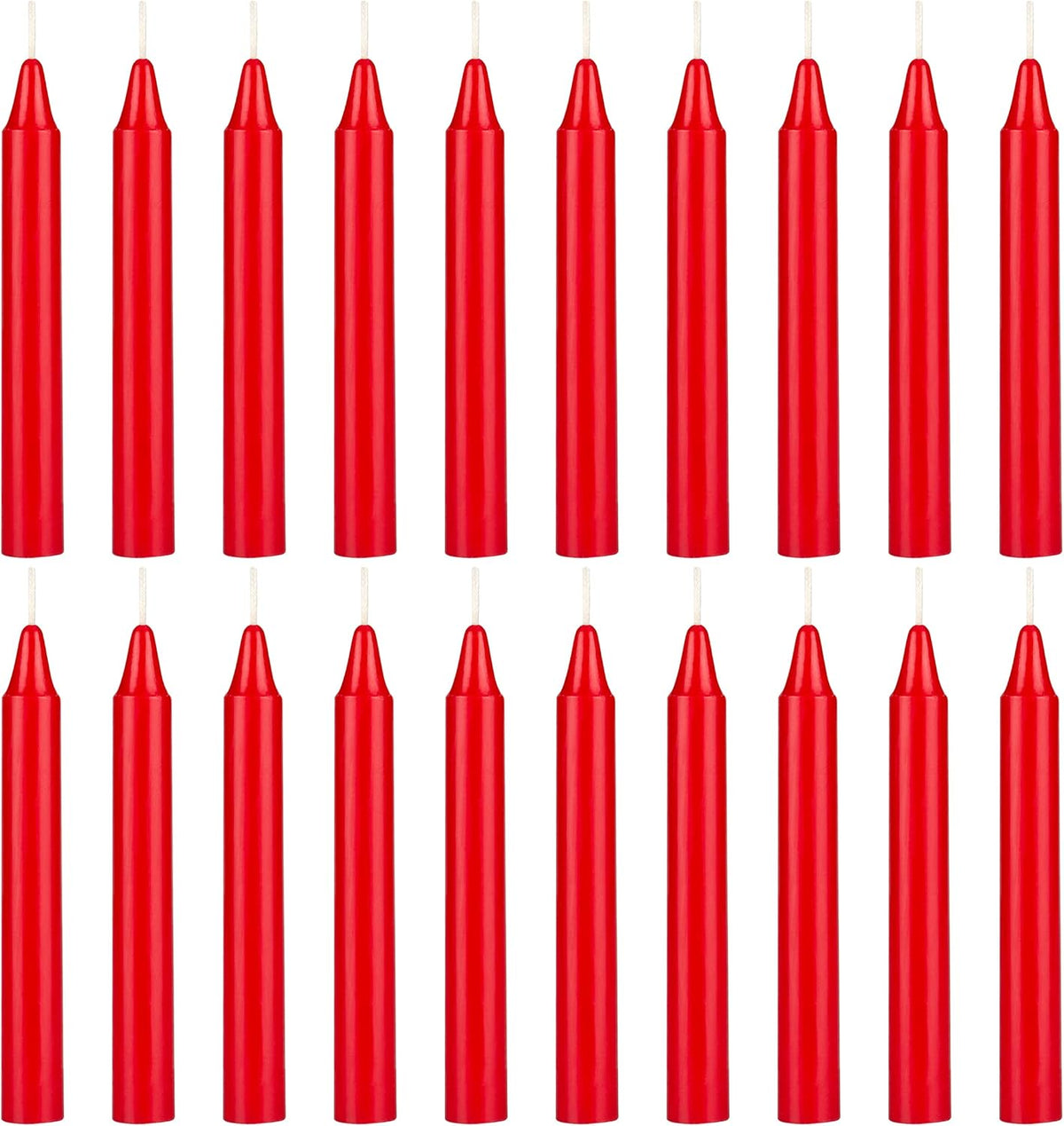 Red Chime Candles - 20 Pack, 4 Inch Unscented