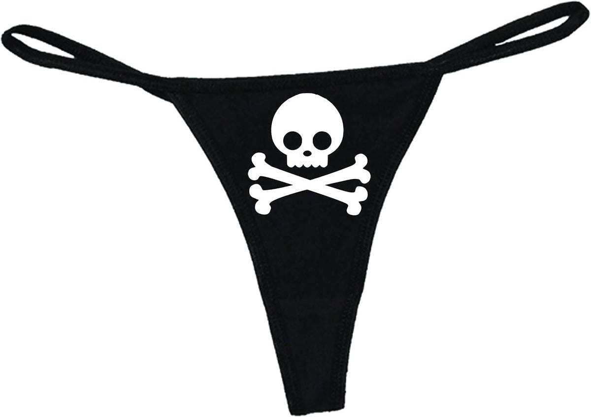 Skull Black Thong Panties