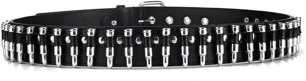 Black Leather Bullet Studded Punk Belt