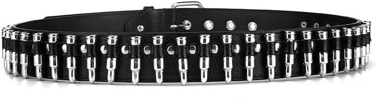 Black Leather Bullet Studded Punk Belt