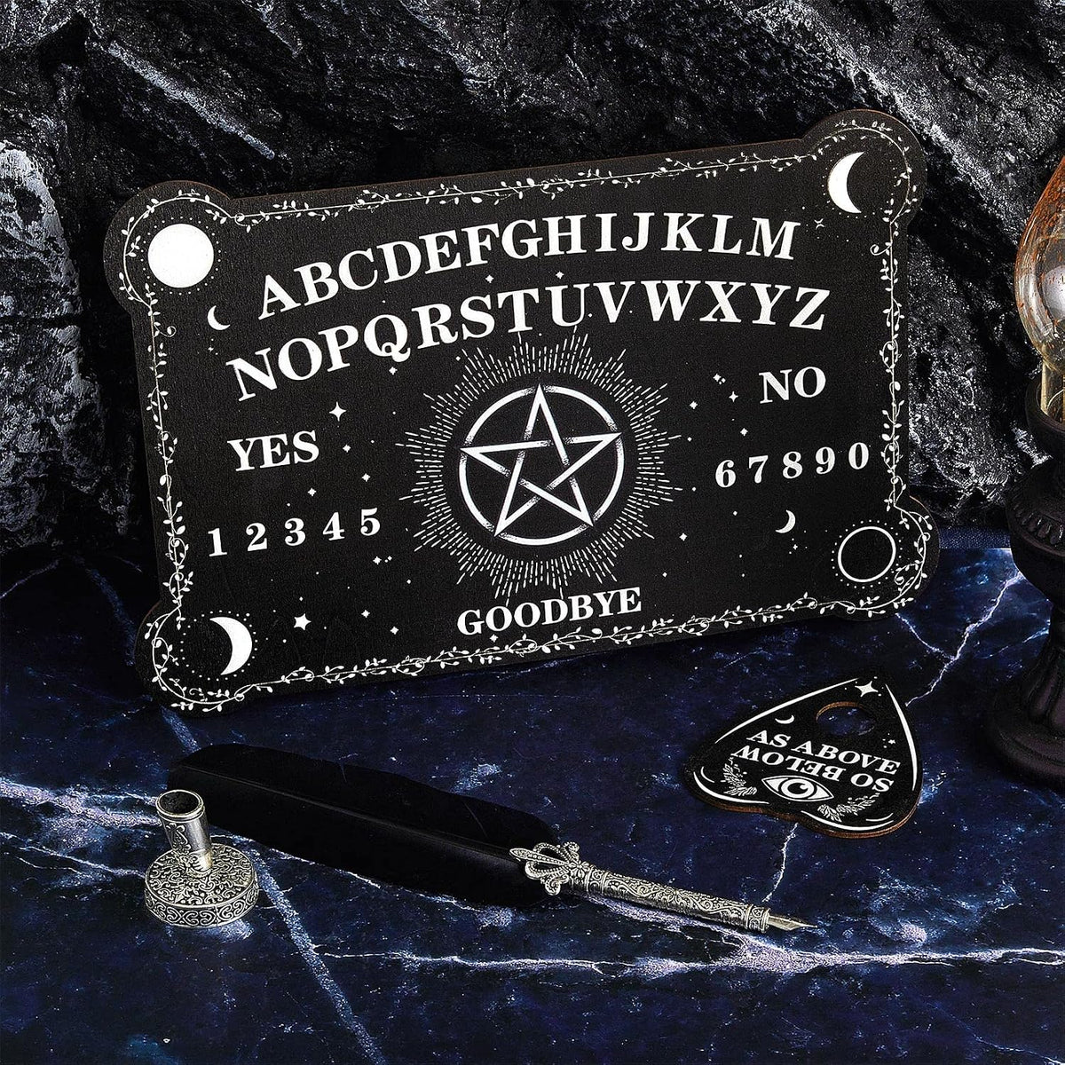 Star Spirit Board & Crystal Pendulum Set - Black Wood