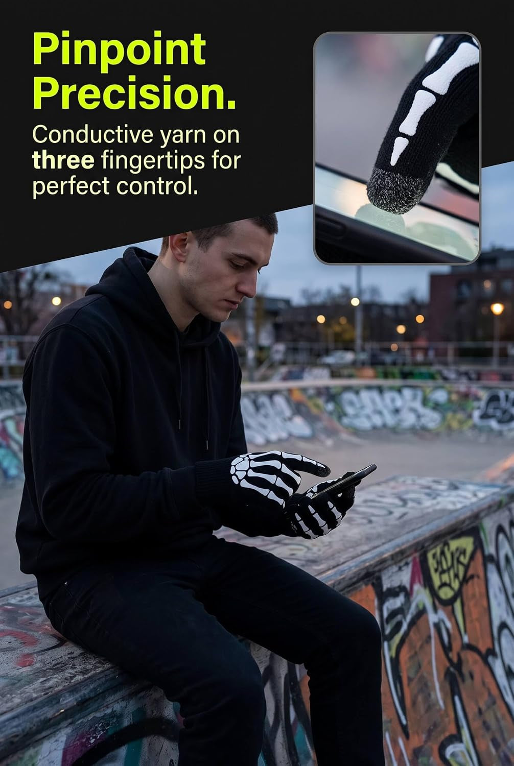 Skeleton Bone Gloves, 2 Pairs