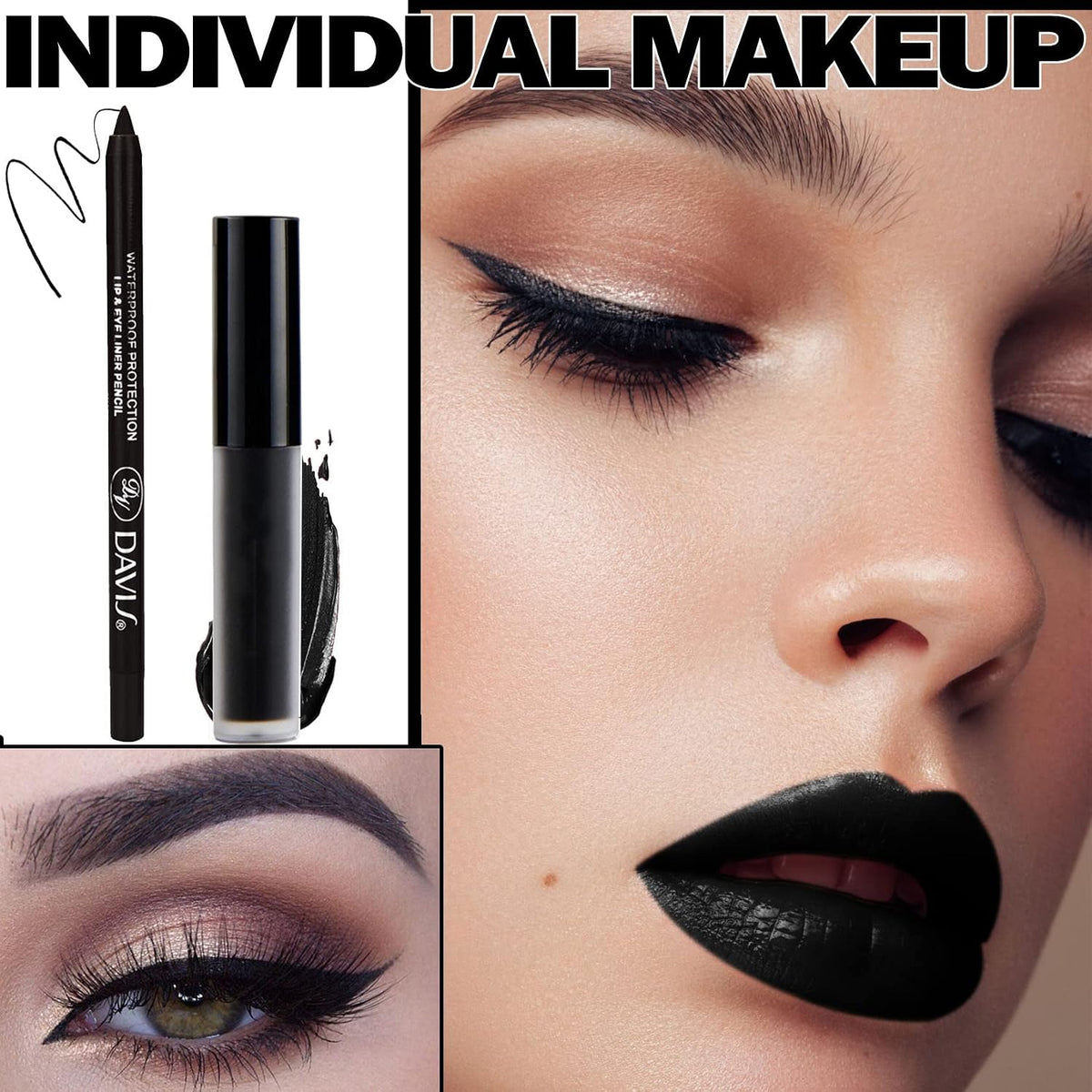 Matte Black Velvet Lipstick and Liner Set