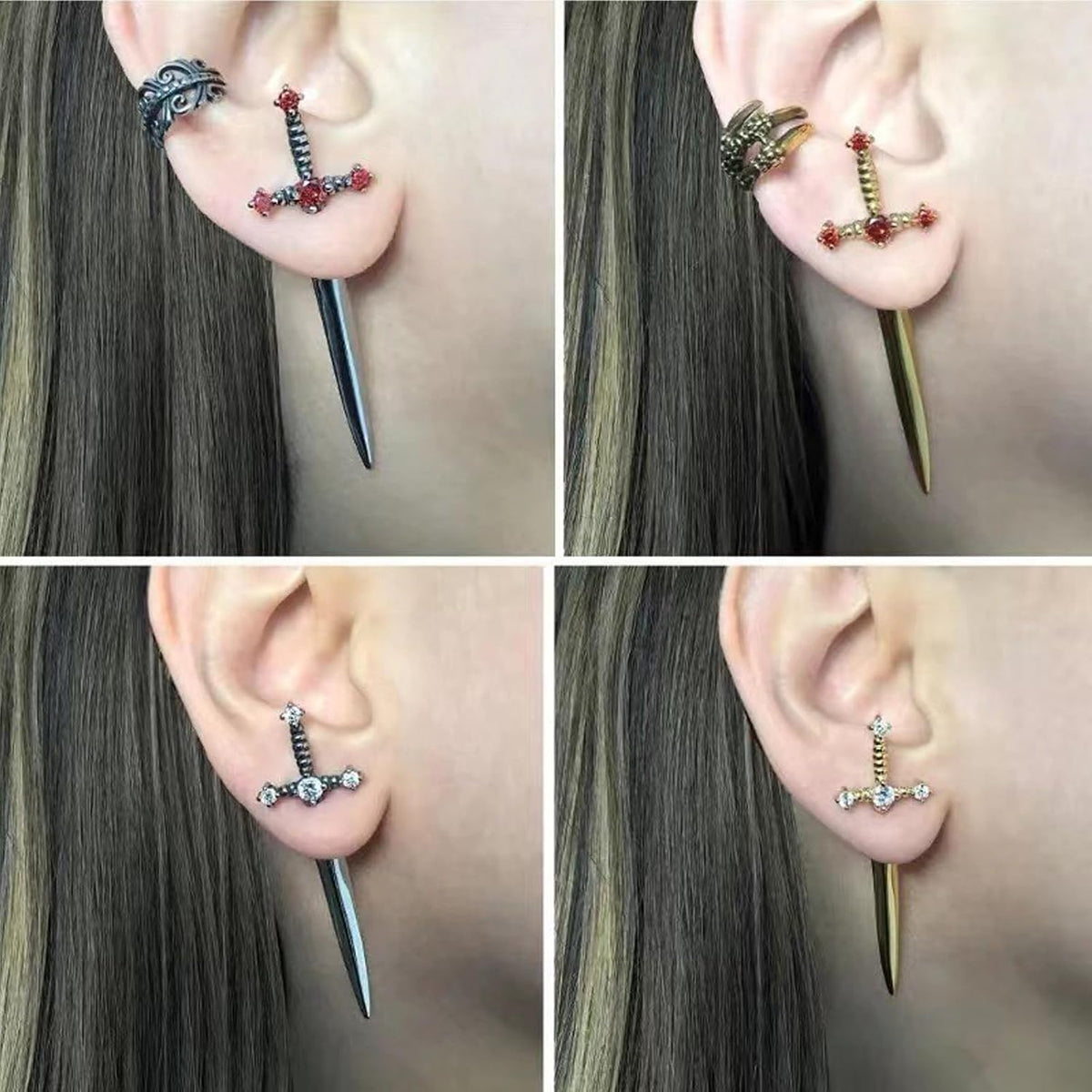 Gothic Sword Dangle Earrings