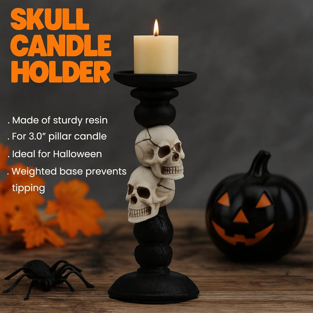 Skull Pillar Candle Holder