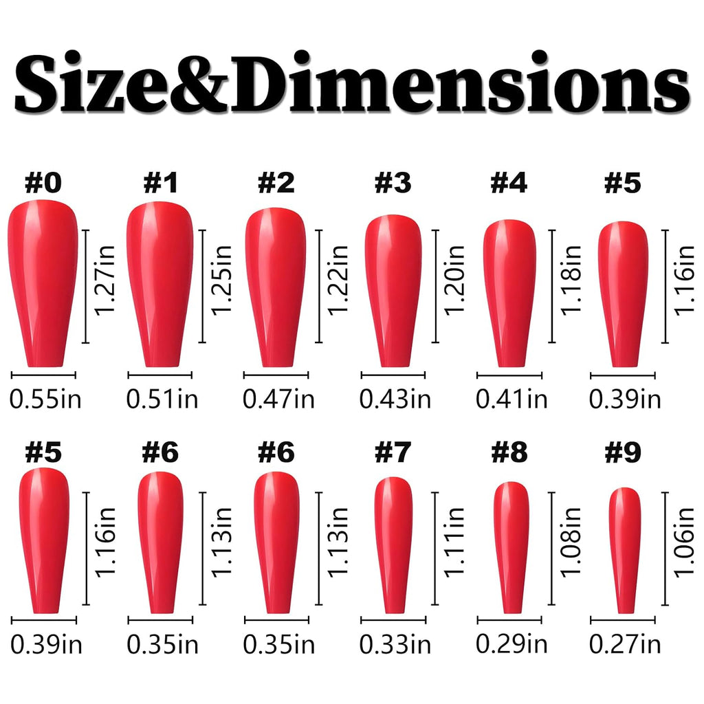 Red Gloss Coffin Press-On Nails - 120 Piece Kit