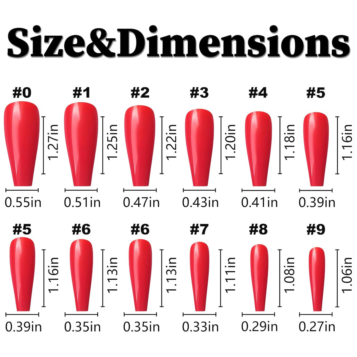 Red Gloss Coffin Press-On Nails - 120 Piece Kit