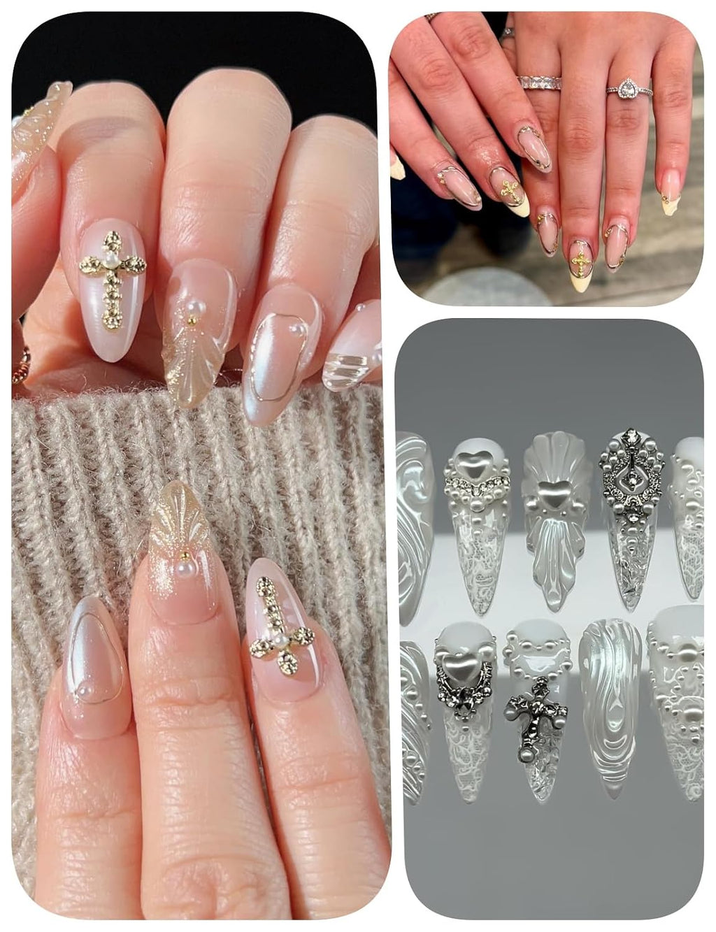 120 Piece 3D Metal Cross Nail Charms