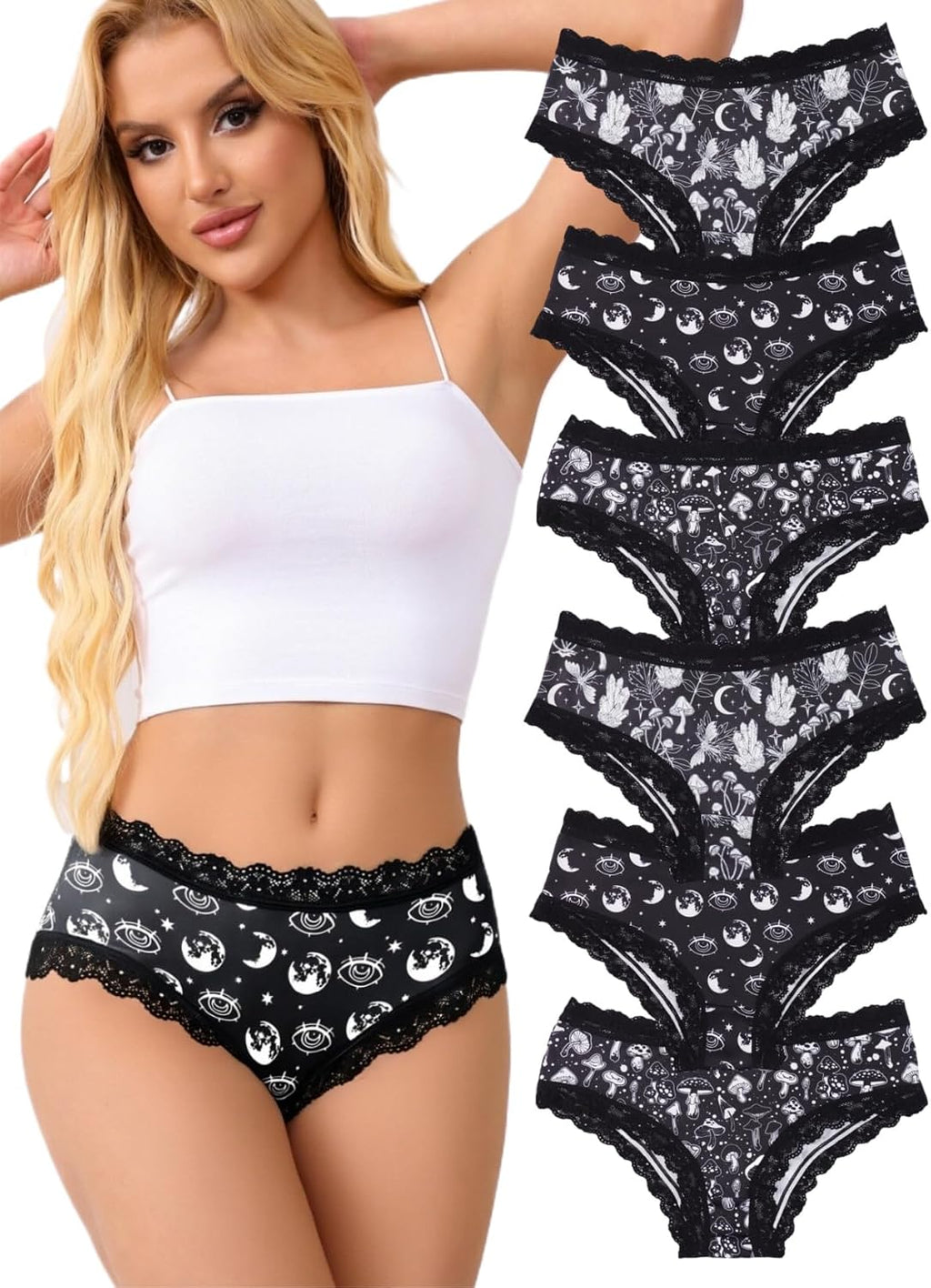 Women'S Cheeky Hipster Panties 5/6Pack Soft Comfort Lace Underwear