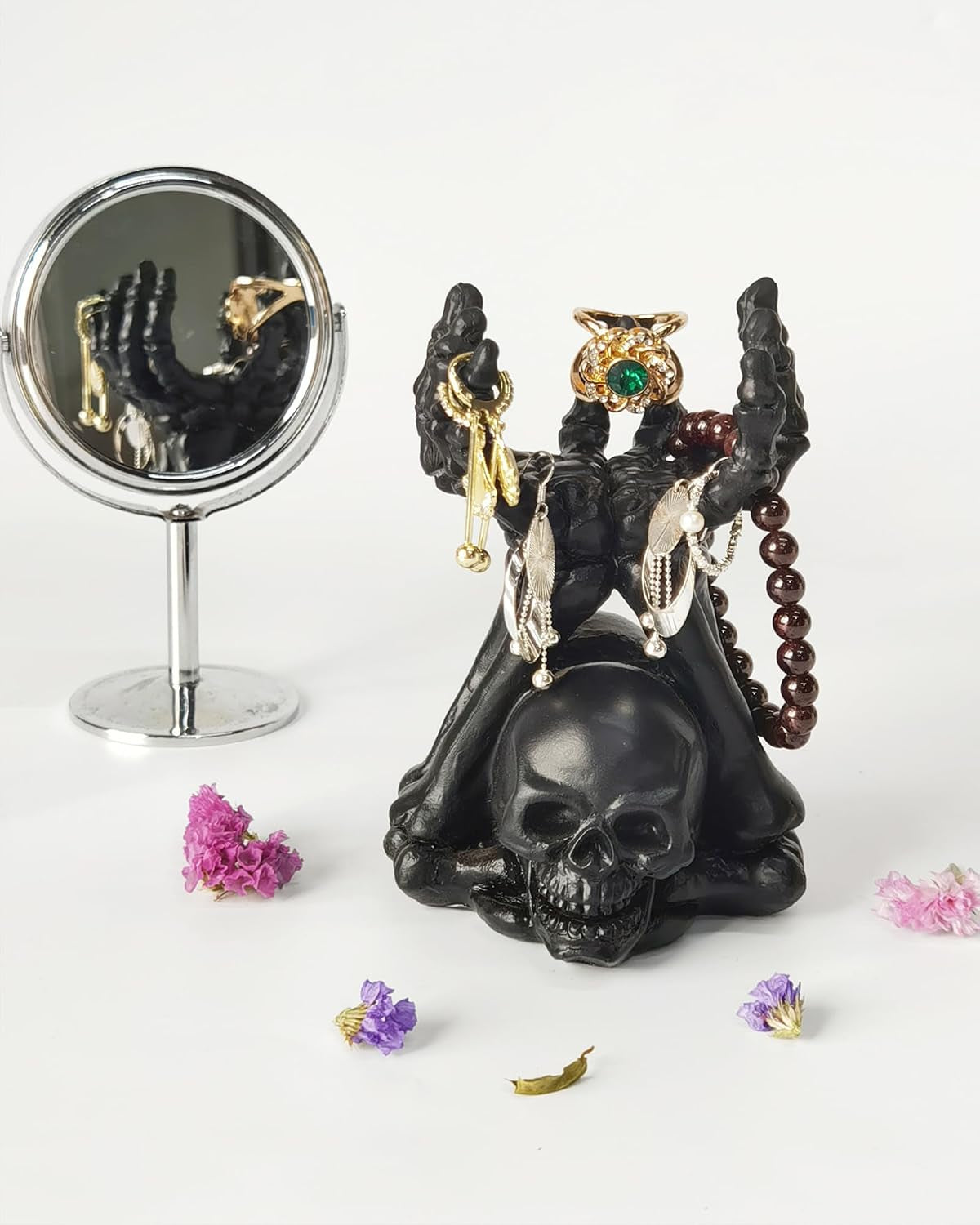 Skeleton Hand Candle & Ring Holder - Black Resin