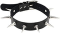 Black Spiked Choker Collar - Faux Leather